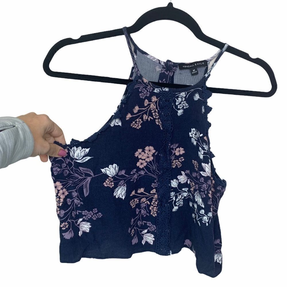 SALE💙Kendall & Kylie tank crop navy floral Medium F1